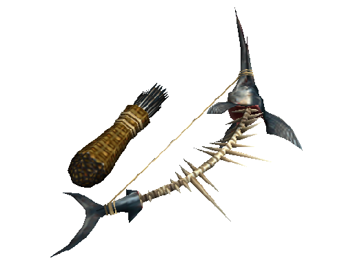 In-game render of Defect Swordfish Bow